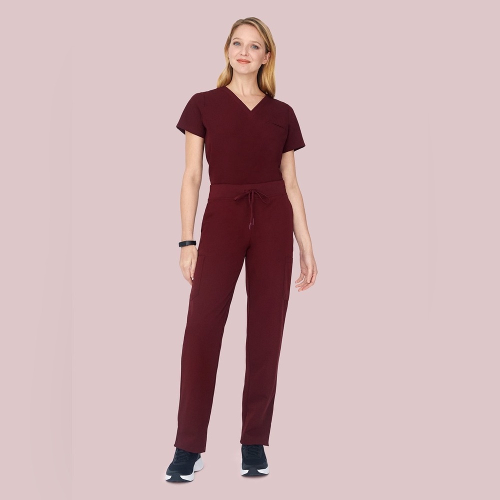 Mandala Scrubs Women’s 9 Pocket Cargo Pants Wine Size Small